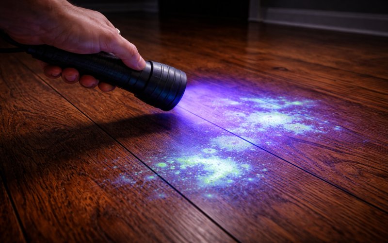 Pet urine hardwood floor damage repair Toronto UV detection